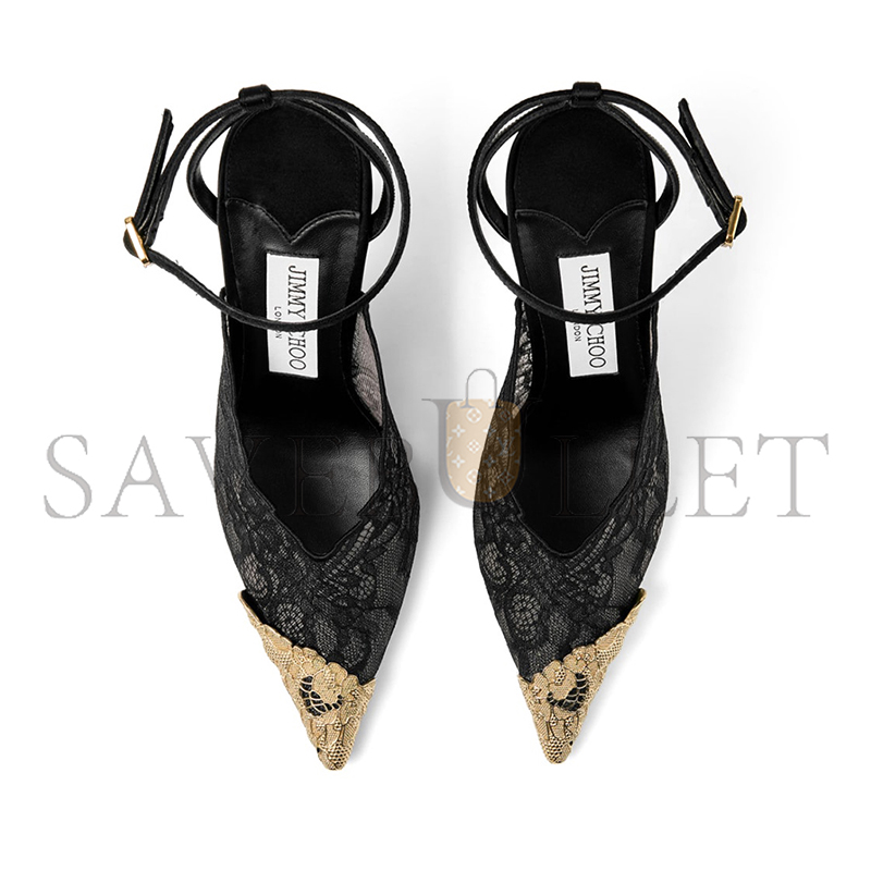 jimmychoo black J1m*y Ch00 lace pumps with metal lace detail faiz100fyz